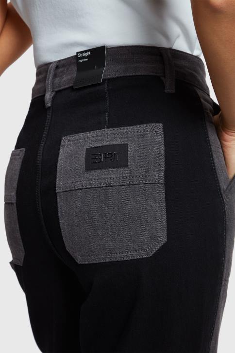 džinsinio audinio juodas vidutinis skalbimas moterys Esprit 90-ųjų aukštų tiesių kojų džinsai 4D6F365