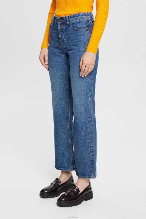 džinsinio audinio mėlynas vidutinis skalbimas moterys Esprit apkarpyti platėjantys tampri džinsai 4D6F451