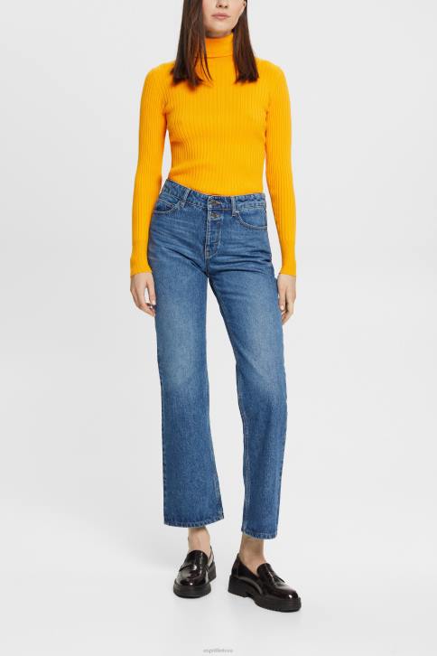 džinsinio audinio mėlynas vidutinis skalbimas moterys Esprit apkarpyti platėjantys tampri džinsai 4D6F451