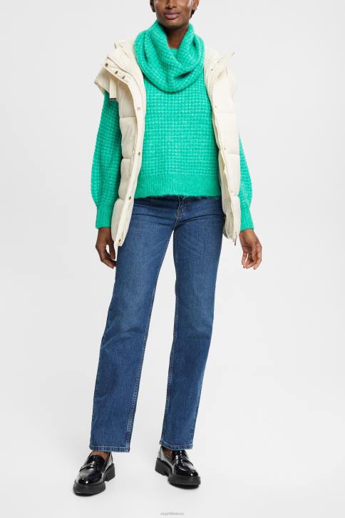 džinsinio audinio mėlynas vidutinis skalbimas moterys Esprit aukšti tiesiomis kojomis tempiami džinsai 4D6F337