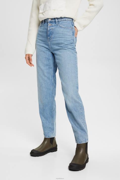 džinsinio audinio mėlynos šviesos plovimas moterys Esprit bananiniai aukšti džinsai 4D6F321