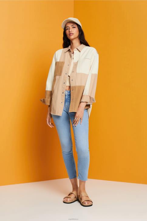 džinsinio audinio mėlynos šviesos plovimas moterys Esprit ploni, apkarpyti džinsai 4D6F115