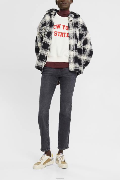 džinsinio audinio pilkas tamsus plovimas moterys Esprit aukšti tiesiomis kojomis tempiami džinsai 4D6F328