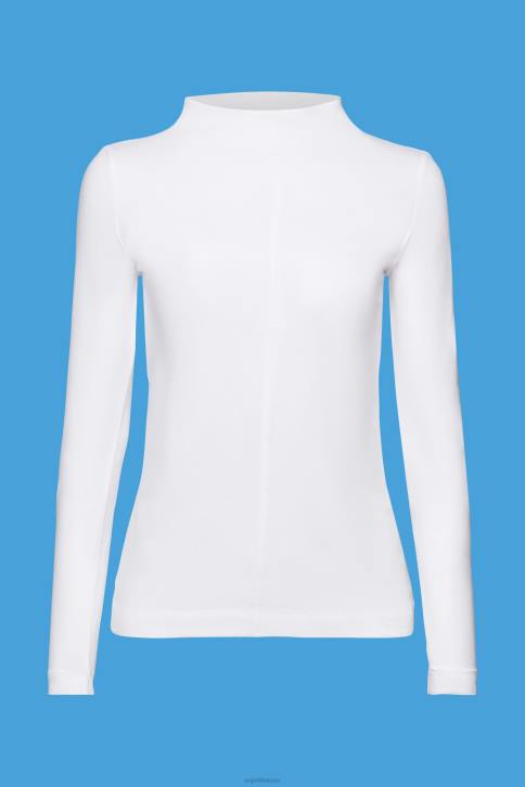 ilga rankovė baltas moterys Esprit valtelės kaklo viršus ilgomis rankovėmis 4D6F369