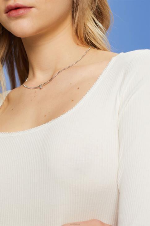 ilga rankovė beveik baltas moterys Esprit rievėtas viršus ilgomis rankovėmis 4D6F89