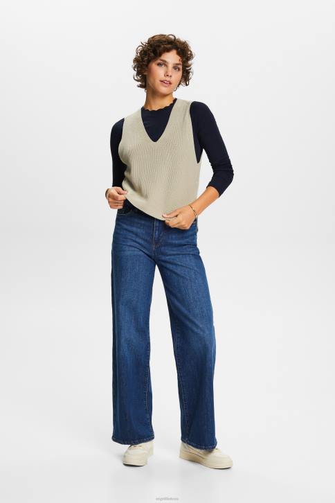 ilga rankovė karinis jūrų laivynas moterys Esprit kelnaitės ilgomis rankovėmis su iškirptu kaklu 4D6F33