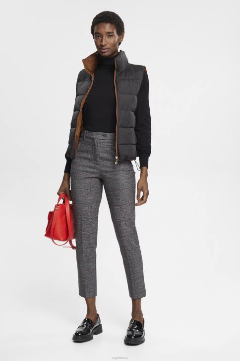 kelnes ir kelnes antracitas moterys Esprit aukštaūgės languotos kelnės 4D6F249