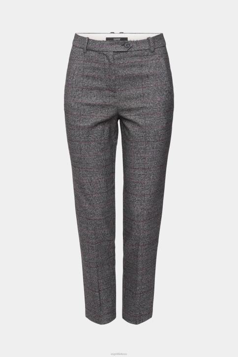 kelnes ir kelnes antracitas moterys Esprit aukštaūgės languotos kelnės 4D6F249