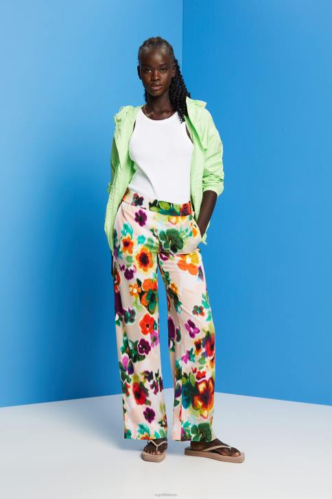 kelnes ir kelnes baltas moterys Esprit plačios kelnės su gėlių raštu 4D6F131