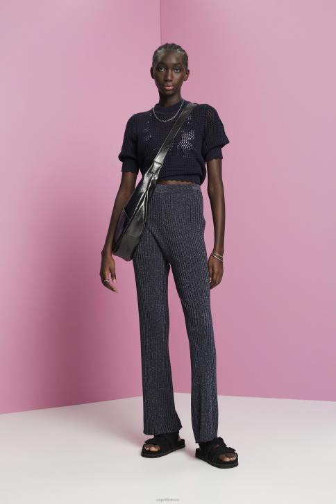 kelnes ir kelnes karinis jūrų laivynas moterys Esprit Blizgučio efekto megztos kelnės 4D6F259