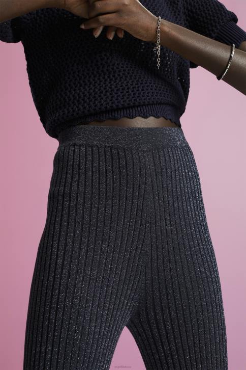 kelnes ir kelnes karinis jūrų laivynas moterys Esprit Blizgučio efekto megztos kelnės 4D6F259