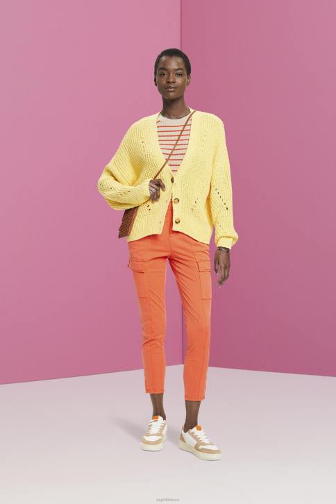 kelnes ir kelnes oranžinė raudona moterys Esprit vidutinio aukščio cargo stiliaus kelnės 4D6F271