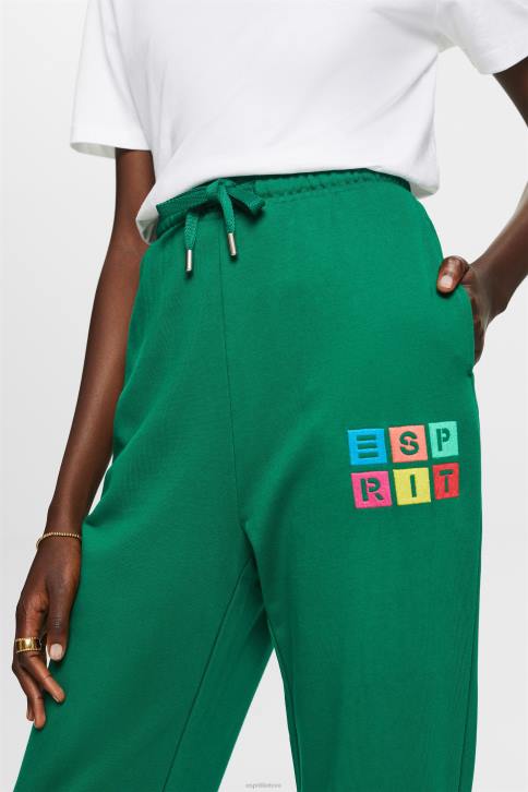 kelnes ir kelnes tamsiai žalia moterys Esprit sportinio kostiumo kelnaitės su logotipu, ekologiška medvilnė 4D6F5