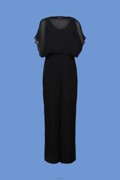 kostiumas juodas moterys Esprit perdirbtas: ilgas šifoninis kombinezonas 4D6F75