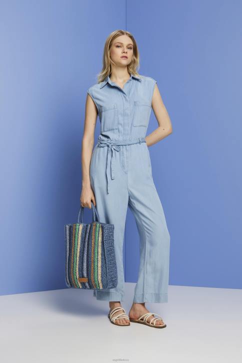 kostiumas mėlynos šviesos plovimas moterys Esprit ilgas džinsinio audinio kombinezonas, tencel 4D6F92