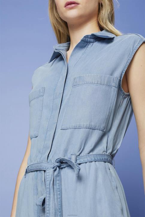 kostiumas mėlynos šviesos plovimas moterys Esprit ilgas džinsinio audinio kombinezonas, tencel 4D6F92