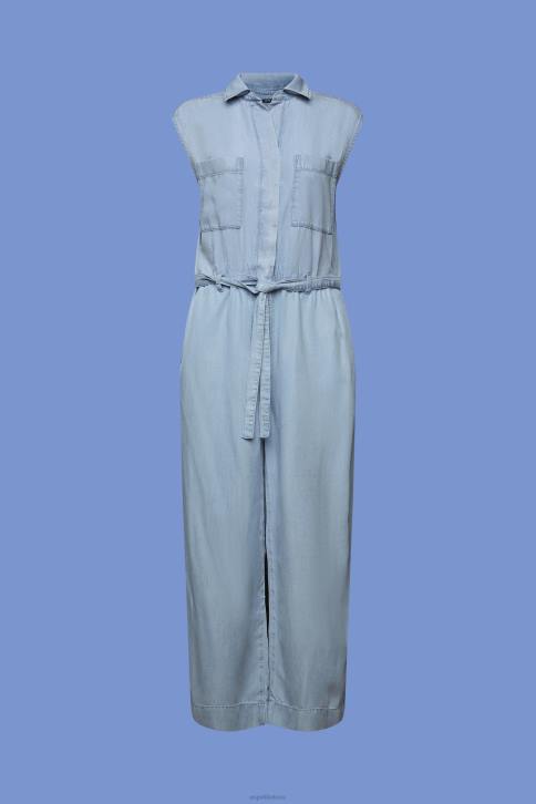 kostiumas mėlynos šviesos plovimas moterys Esprit ilgas džinsinio audinio kombinezonas, tencel 4D6F92