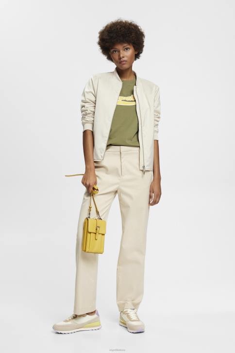 marškinėliai alyvuogių moterys Esprit medvilniniai marškinėliai su atspausdintu logotipu 4D6F144