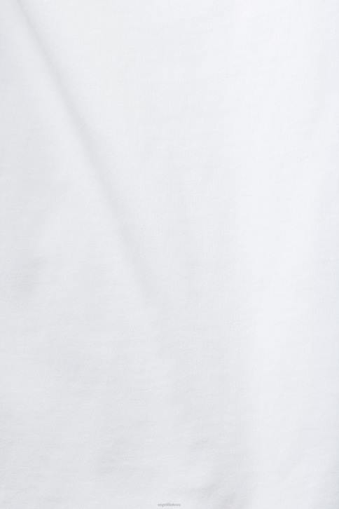 marškinėliai baltas moterys Esprit medvilniniai marškinėliai su atspausdintu logotipu 4D6F142