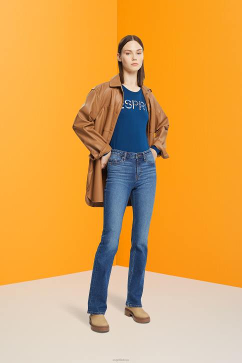 marškinėliai benzininis mėlynas moterys Esprit marškinėliai ilgomis rankovėmis su logotipu 4D6F462