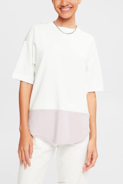 marškinėliai beveik baltas moterys Esprit dviejų atspalvių marškinėliai 4D6F393