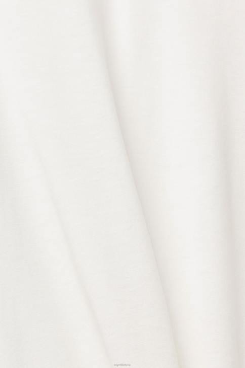 marškinėliai beveik baltas moterys Esprit su tencel: marškinėliai su juostele apykakle 4D6F562