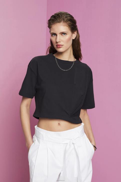 marškinėliai juodas moterys Esprit marškinėliai su trumpu kaklu 4D6F193