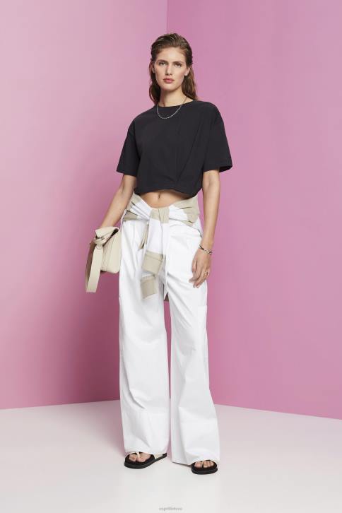 marškinėliai juodas moterys Esprit marškinėliai su trumpu kaklu 4D6F193