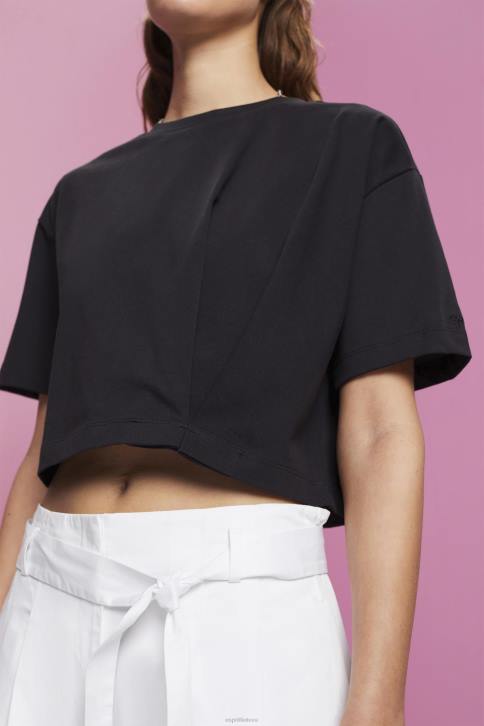 marškinėliai juodas moterys Esprit marškinėliai su trumpu kaklu 4D6F193