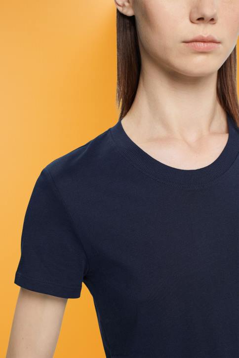 marškinėliai karinis jūrų laivynas moterys Esprit medvilniniai marškinėliai su įtemptu kaklu 4D6F459