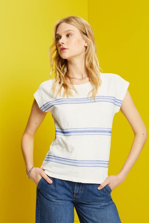 marškinėliai ledas moterys Esprit siuvinėti marškinėliai, 100% medvilnė 4D6F97