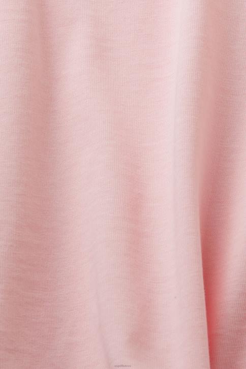 marškinėliai pastelinė rožinė moterys Esprit siuvinėti marškinėliai su logotipu, 100% medvilnė 4D6F16