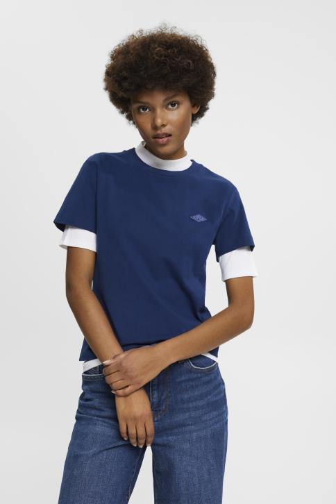 marškinėliai rašalas moterys Esprit medvilniniai marškinėliai su išsiuvinėtu logotipu 4D6F150