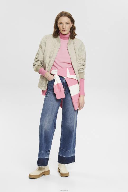 marškinėliai rožinis moterys Esprit medvilniniai marškinėliai su išsiuvinėtu logotipu 4D6F152