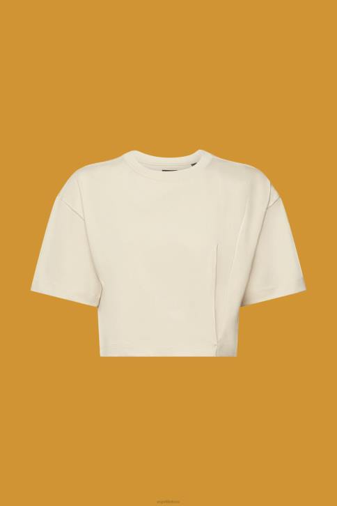 marškinėliai smėlio spalvos moterys Esprit marškinėliai su trumpu kaklu 4D6F195