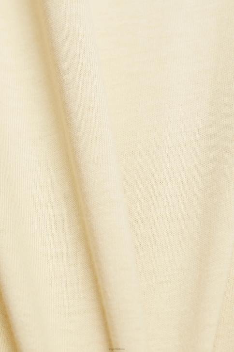 marškinėliai smėlio spalvos moterys Esprit medvilniniai marškinėliai su atspausdintu logotipu 4D6F143