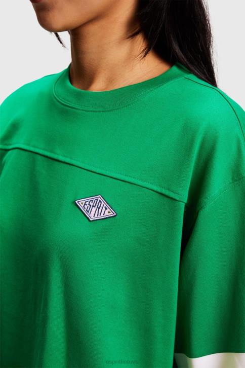 marškinėliai smaragdo žalia moterys Esprit apkarpytas universiteto logotipas regbio marškinėliai 4D6F413