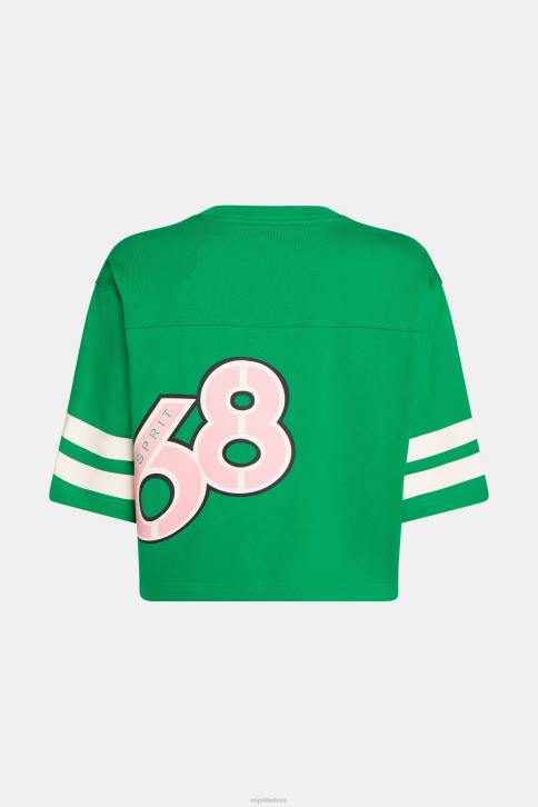marškinėliai smaragdo žalia moterys Esprit apkarpytas universiteto logotipas regbio marškinėliai 4D6F413