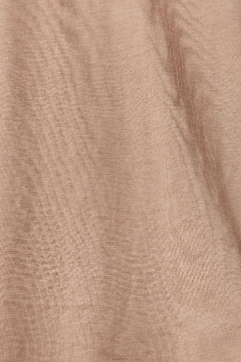 marškinėliai taupe moterys Esprit medvilniniai marškinėliai su įtemptu kaklu 4D6F457