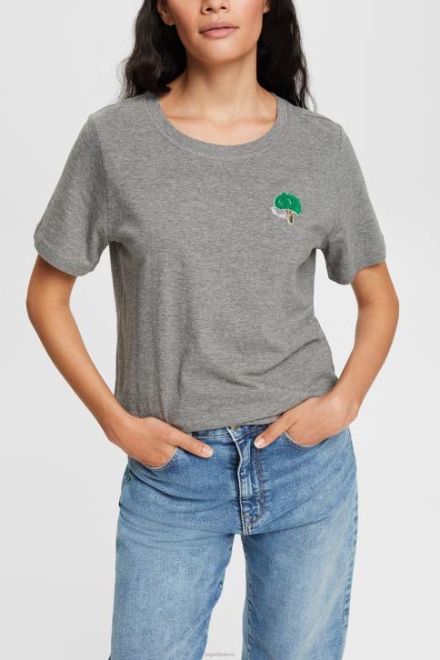 marškinėliai vidutinio pilkumo moterys Esprit siuvinėti marškinėliai 4D6F528