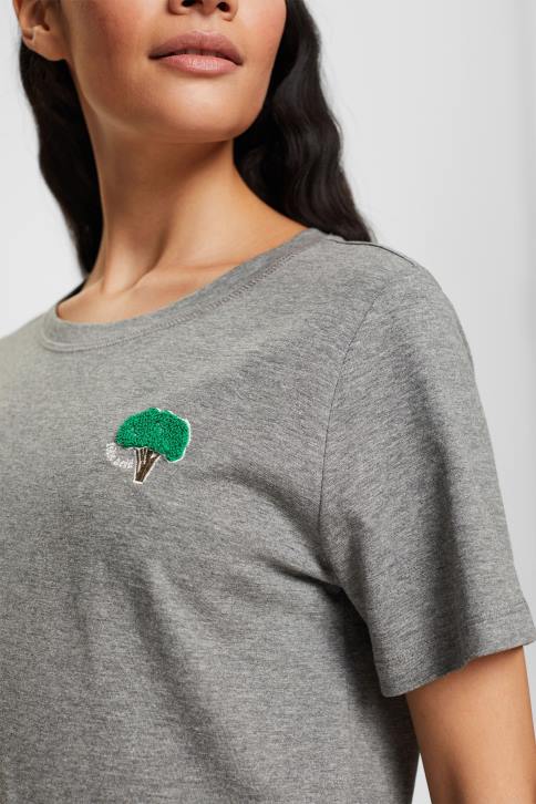 marškinėliai vidutinio pilkumo moterys Esprit siuvinėti marškinėliai 4D6F528