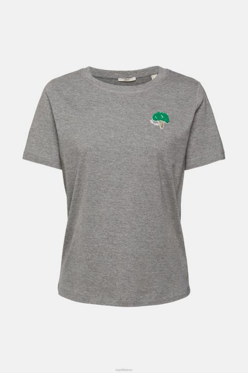 marškinėliai vidutinio pilkumo moterys Esprit siuvinėti marškinėliai 4D6F528