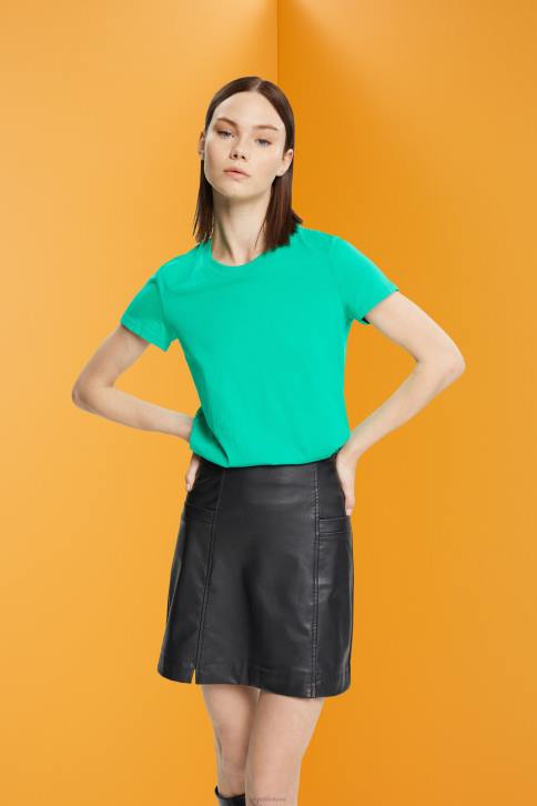 marškinėliai šviesiai žalia moterys Esprit medvilniniai marškinėliai su įtemptu kaklu 4D6F458