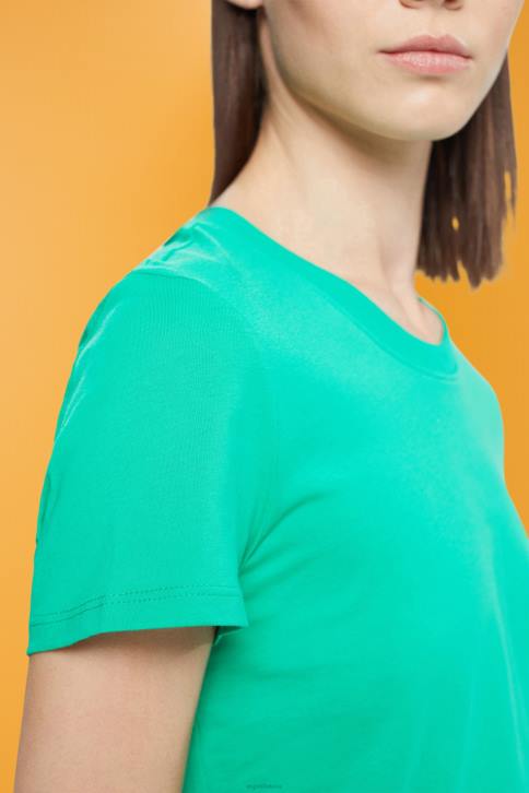 marškinėliai šviesiai žalia moterys Esprit medvilniniai marškinėliai su įtemptu kaklu 4D6F458