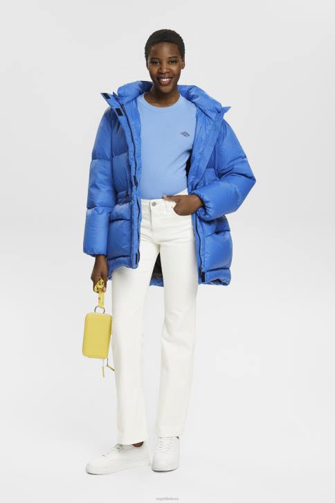 marškinėliai šviesiai mėlynos levandos moterys Esprit medvilniniai marškinėliai su išsiuvinėtu logotipu 4D6F151