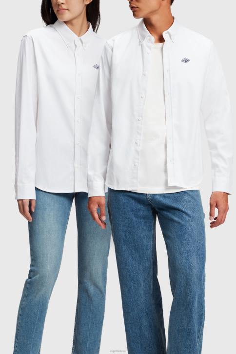 marškiniai baltas moterys ESPRIT x Rest & Recreation kapsuliniai oksfordo marškinėliai 4D6F471