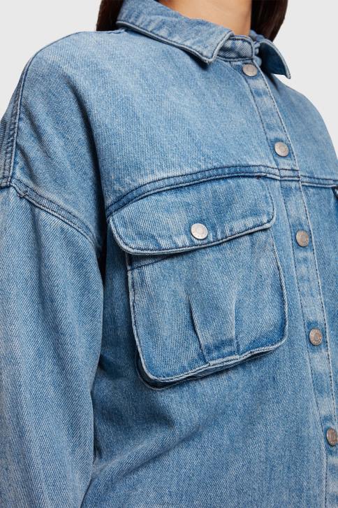 marškiniai mėlynos šviesos plovimas moterys Esprit laisvalaikio džinsiniai marškiniai 4D6F485