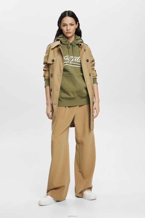 megztiniai ir gobtuvai alyvuogių moterys Esprit logotipu margintas gobtuvas 4D6F170