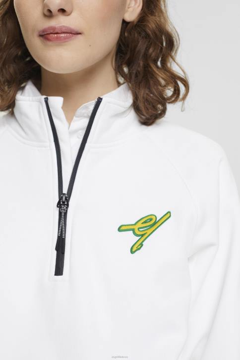 megztiniai ir gobtuvai baltas moterys Esprit megztinis su pusiau užtrauktuku 4D6F159