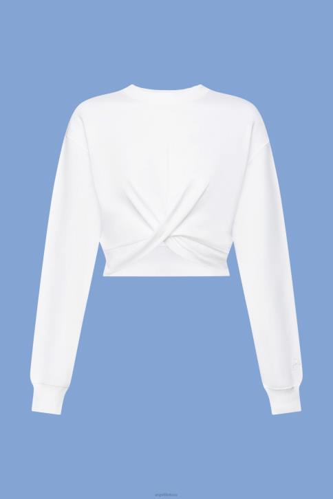 megztiniai ir gobtuvai baltas moterys Esprit sutrumpinto mazgo detalių megztinis 4D6F217